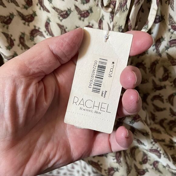 NWT Rachel Rachel Roy size L bow tie V neckline. Puff sleeves tunic - Picture 7 of 8